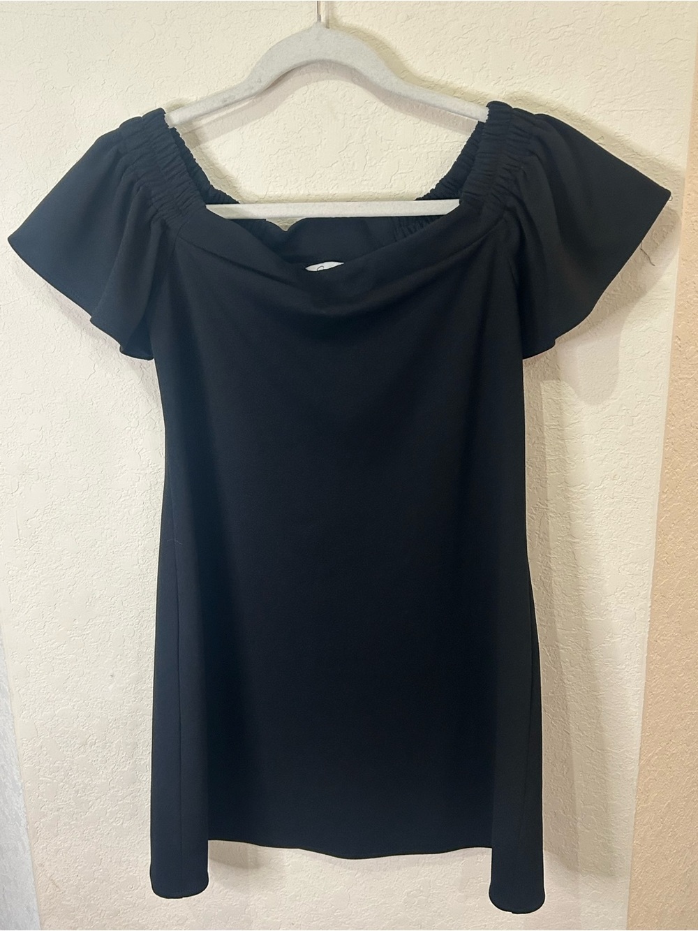 Black One-Shoulder Off-the-Shoulder Mini Dress